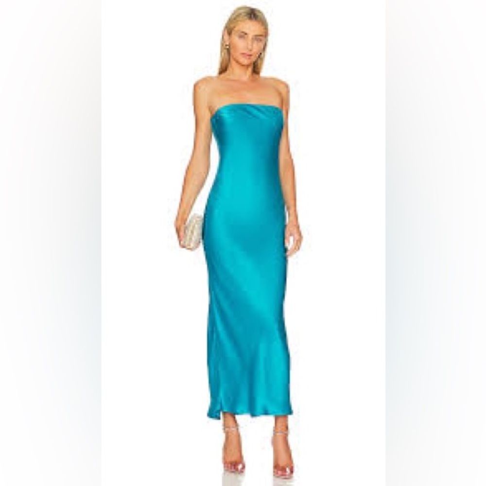 SNDYs x Revolve angel strapless dress in blue